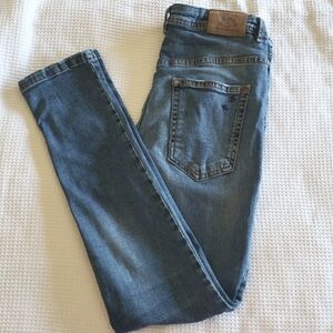 COPY - Zara Girls Boys 11-12 Mid Blue Distressed Stretch Denim Jeans Pants